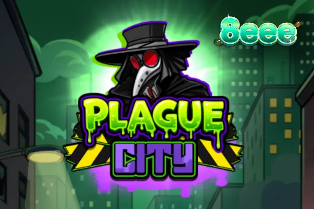 Cena apocalíptica do slot Plague City com cientista e criaturas mutantes